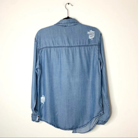 One Teaspoon Button Down Shirt Denim Jean Chambray Dallas Tencel Size XXS - Picture 12 of 16